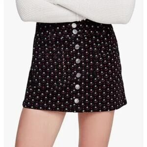 We The Free by Free People Joanie Cord Skirt in Black Combo Size 28